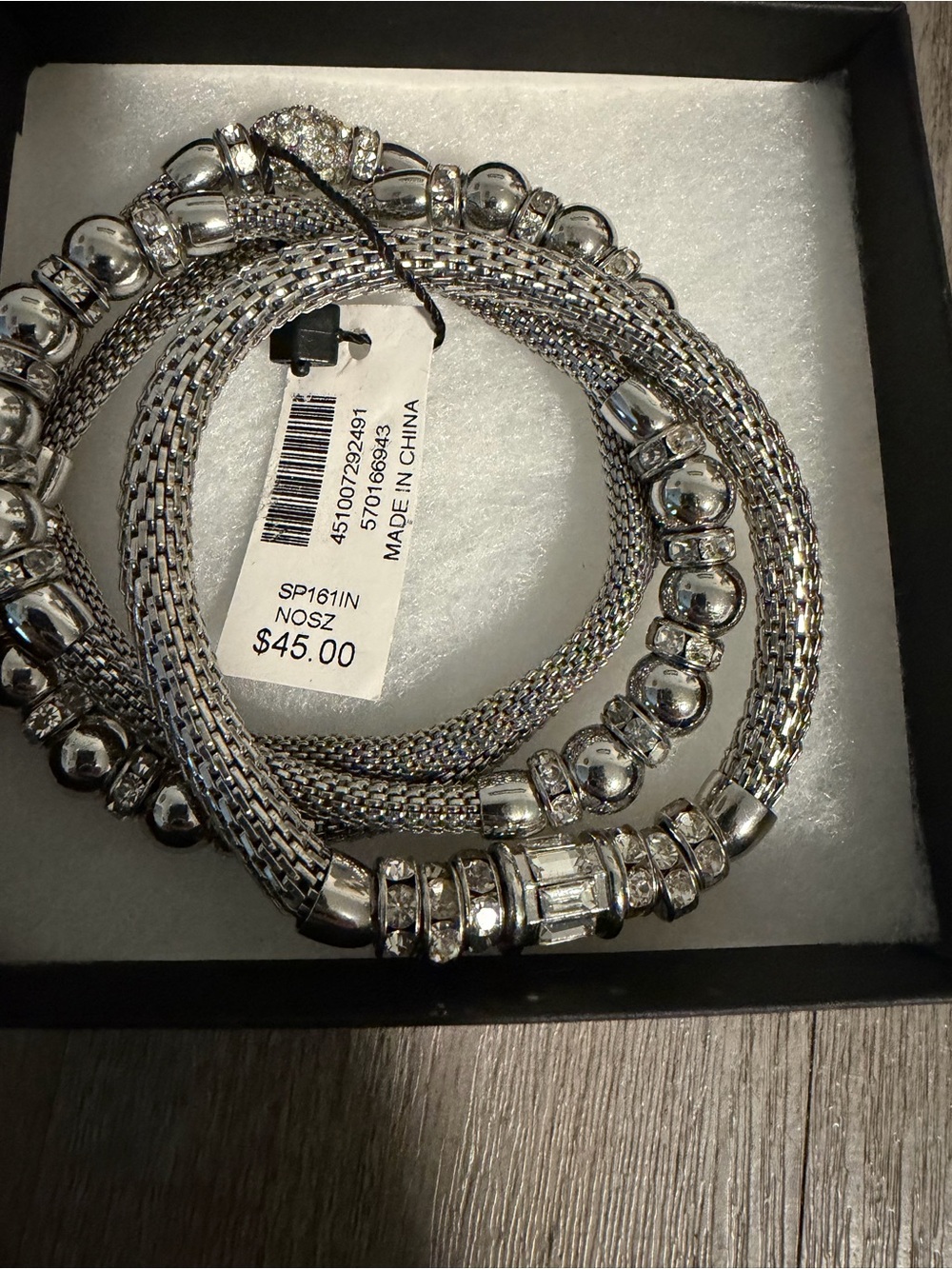 WHBM Silver Crystal Multi-Strand Bracelet